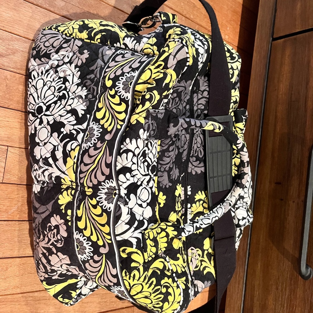 Vera Bradley Black and Yellow Weekender Travel Bag